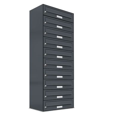 10er Premium Briefkasten Anthrazit RAL Farbe 7016 für Außen Wand Postkasten