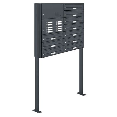 10er Premium Standbriefkasten mit Klingel Anthrazit RAL 7016 Postkasten Ständer