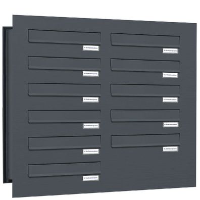 11er Premium Mauer Durchwurf Briefkasten RAL 7016 Anthrazit 11 Fach Postkasten