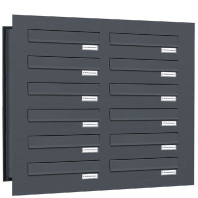 12er Premium Mauer Durchwurf Briefkasten RAL 7016 Anthrazit 12 Fach Postkasten