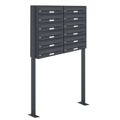 12er Premium Standbriefkasten Anthrazit RAL 7016 freistehend Postkasten 2x6