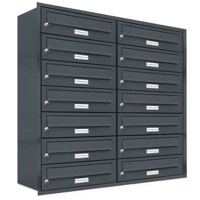14er Premium Briefkasten Anthrazit RAL 7016 Unterputz Anlage Postkasten 2x7