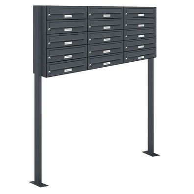 15er Premium Standbriefkasten Anthrazit RAL 7016 freistehend Postkasten 3x5