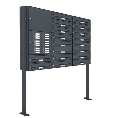 18er Premium Standbriefkasten mit Klingel RAL 7016 Postkasten Ständer 3x6
