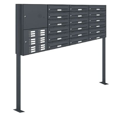 18er Premium Standbriefkasten mit Klingel RAL 7016 Postkasten Ständer 4x5