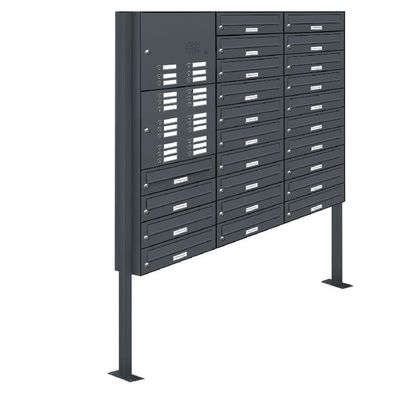 24er Premium Standbriefkasten mit Klingel RAL 7016 Postkasten Ständer 3x8