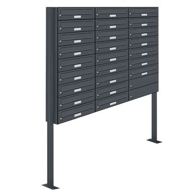 25er Premium Standbriefkasten RAL 7016 freistehend Postkasten Ständer 3x9