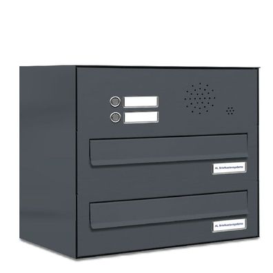 2er Premium ZaunDurchwurf Briefkasten Anthrazit mit Klingel Postkasten 1x2 L