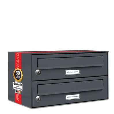 2er Premium Briefkasten RAL Farbe 7016 für Außen Wand Postkasten L