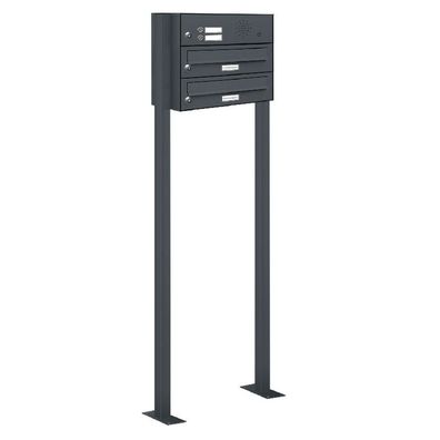 2er Premium Standbriefkasten mit Klingel RAL 7016 Postkasten Ständer 1x2 L