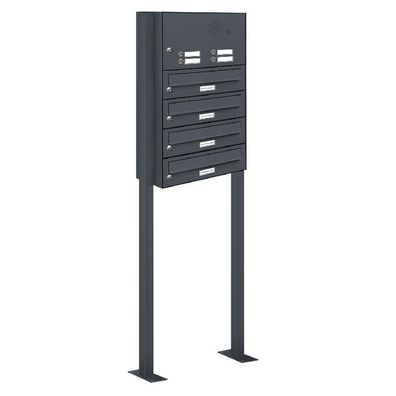 4er Premium Standbriefkasten Klingel Anthrazit RAL 7016 Postkasten Ständer 1x4