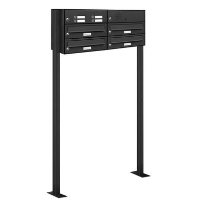 4er Premium Standbriefkasten Klingel Anthrazit RAL 7016 Postkasten Ständer 2x2