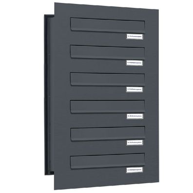 6er Premium Mauer Durchwurf Briefkasten RAL 7016 Anthrazit 6 Fach Postkasten