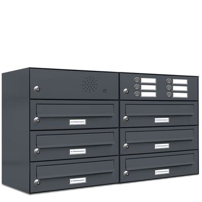 6er Premium Briefkasten Außen Anthrazit RAL Farbe 7016 Klingel Postkasten 2x3 L