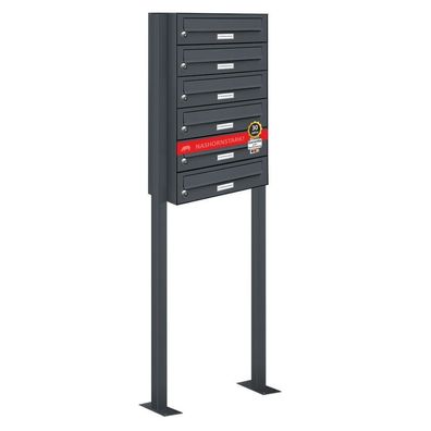 6er Premium Standbriefkasten RAL 7016 freistehend Postkasten Ständer 1x6