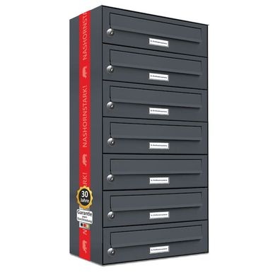 7er Premium Briefkasten Anthrazit RAL Farbe 7016 für Außen Wand Postkasten 1x7