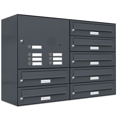 7er Premium Briefkasten Außen Anthrazit RAL Farbe 7016 Klingel Postkasten 2x4 L