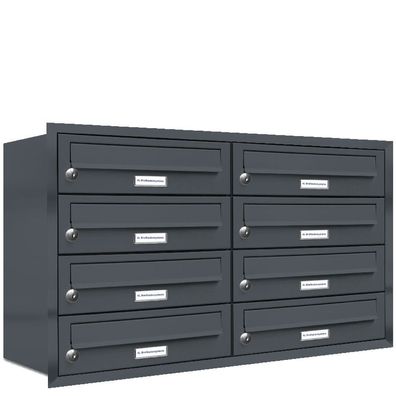 8er Premium Briefkasten Anthrazit RAL 7016 Unterputz Anlage Postkasten 2x4 L