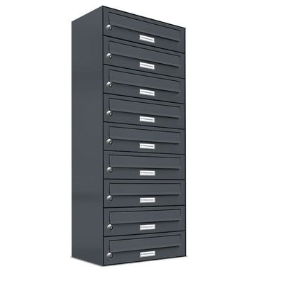 9er Premium Briefkasten Anthrazit RAL Farbe 7016 für Außen Wand Postkasten 1x9