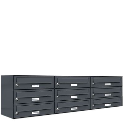 9er Premium Briefkasten Anthrazit RAL Farbe 7016 für Außen Wand Postkasten 3x3 L