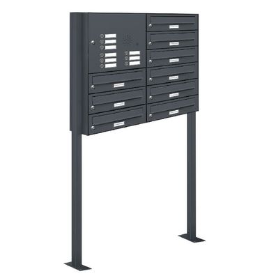 9er Premium Standbriefkasten mit Klingel Anthrazit RAL 7016 Postkasten Ständer