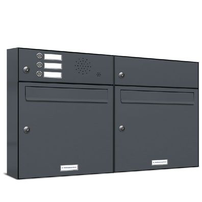 2er Premium Briefkasten Außen Anthrazit RAL Farbe 7016 3 Klingel Postkasten 2x1