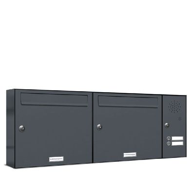 2er Premium Briefkasten Außen Anthrazit RAL Farbe 7016 Klingel Rechts Postkasten