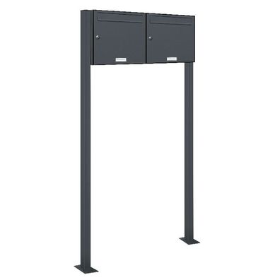 2er Premium Standbriefkasten RAL 7016 freistehend Postkasten Ständer 2x1