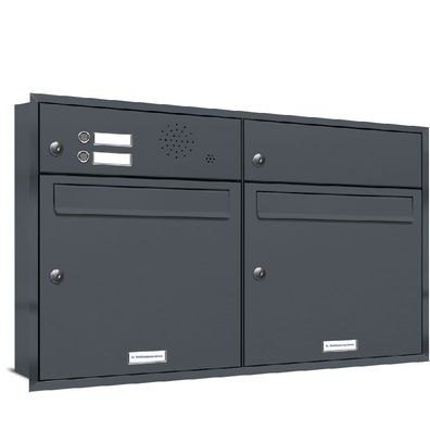 2er Premium anthrazit Unterputz Briefkasten Anlage Klingel A4 Postkasten 2x1