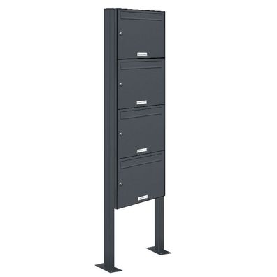 4er Premium Standbriefkasten RAL 7016 freistehend Postkasten Ständer 1x4