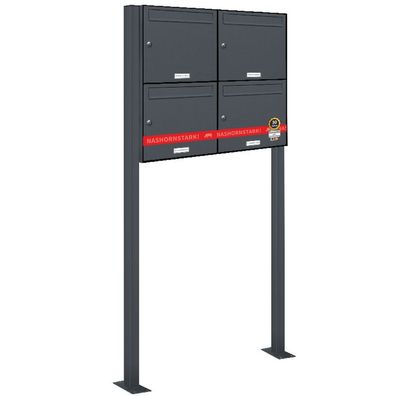 4er Premium Standbriefkasten RAL 7016 freistehend Postkasten Ständer 2x2 S