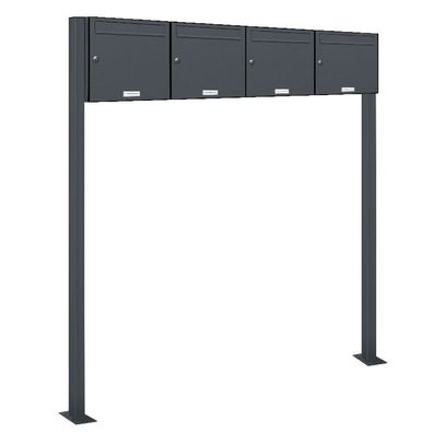 4er Premium Standbriefkasten RAL 7016 freistehend Postkasten Ständer 4x1
