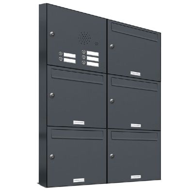 5er Premium Briefkasten Außen Anthrazit RAL Farbe 7016 Klingel Postkasten 2x3 S