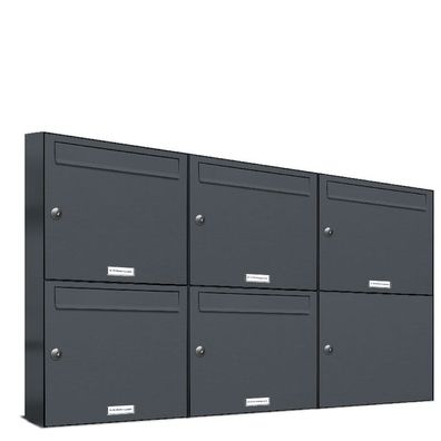 5er Premium Briefkasten Anthrazit RAL Farbe 7016 für Außen Wand Postkasten 3x2