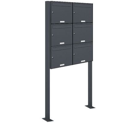 6er Premium Standbriefkasten RAL 7016 freistehend Postkasten Ständer 2x3 S