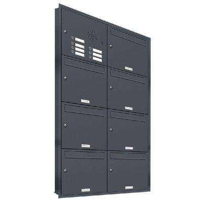 7er Premium Briefkasten Unterputz Anthrazit mit Klingel 7 Fach Postkasten A4