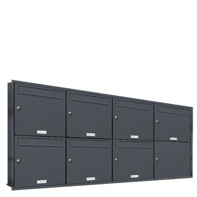 7er Premium Briefkasten Anthrazit RAL 7016 Unterputz Anlage Postkasten 4x2