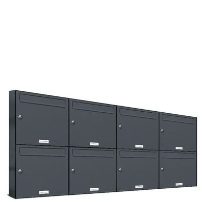 8er Premium Briefkasten Anthrazit RAL Farbe 7016 für Außen Wand Postkasten 4x2