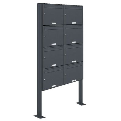 8er Premium Standbriefkasten RAL 7016 freistehend Postkasten Ständer 2x4 S