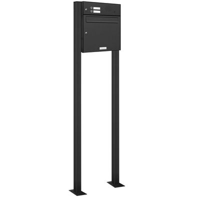 1er Premium Standbriefkasten mit 2 Klingel Anthrazit RAL 7016 Postkasten Ständer