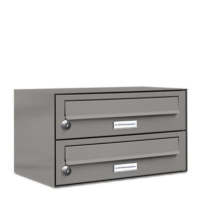 2er Premium Briefkasten RAL Farbe 9007 für Außen Wand Postkasten L