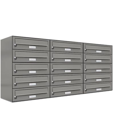 15er Premium Briefkasten Aluminiumgrau RAL 9007 für Außen Wand Postkasten 3x5