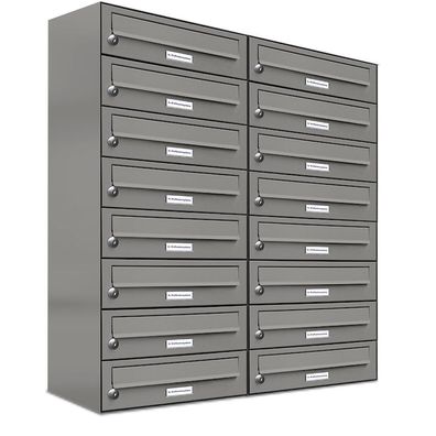 16er Premium Briefkasten Aluminiumgrau RAL 9007 für Außen Wand Postkasten 2x8