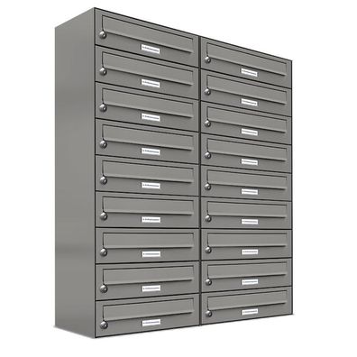 18er Premium Briefkasten Aluminiumgrau RAL 9007 für Außen Wand Postkasten 2x9