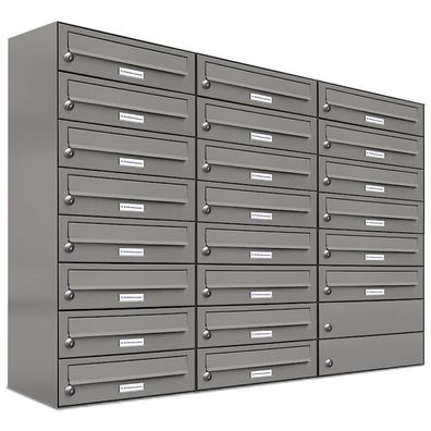 22er Premium Briefkasten Aluminiumgrau RAL Farbe 9007 für Außen Wand Postkasten