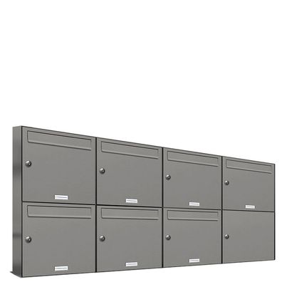 7er Premium Briefkasten Aluminiumgrau RAL 9007 für Außen Wand Postkasten 4x2