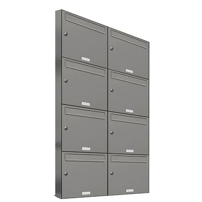 8er Premium Briefkasten Aluminiumgrau RAL 9007 für Außen Wand Postkasten 2x4 S