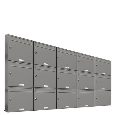 14er Premium Briefkasten Aluminiumgrau RAL 9007 für Außen Wand Postkasten 5x3