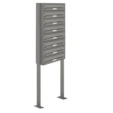 8er Premium Standbriefkasten RAL 9007 freistehend Postkasten Ständer 1x8