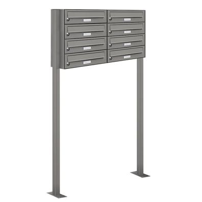 8er Premium Standbriefkasten RAL 9007 freistehend Postkasten Ständer 2x4 L